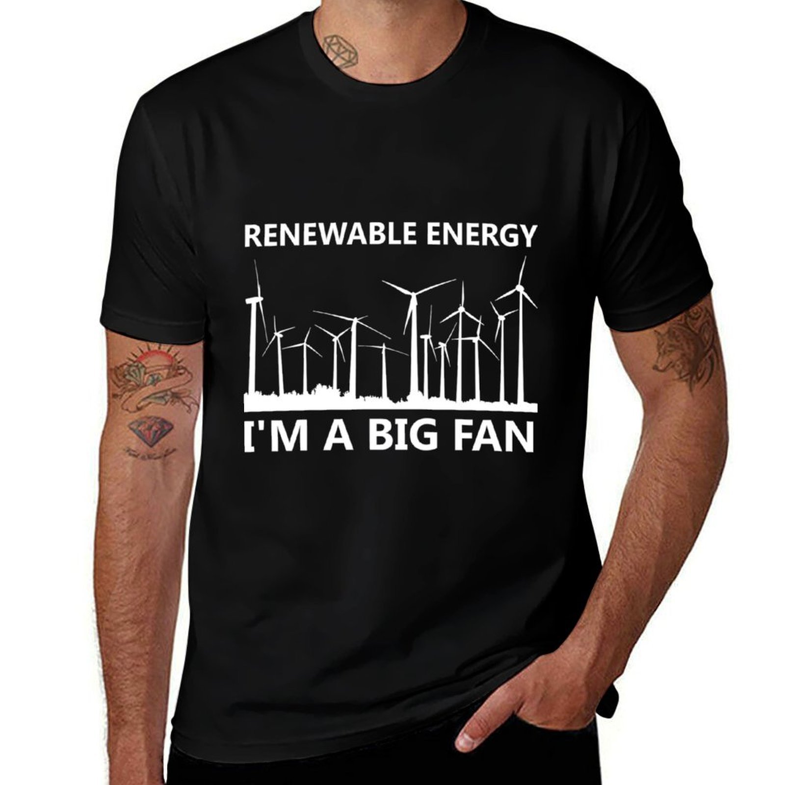 Renewable Energy Work - 再生可能エネルギー私は大きなファンです。風力タービンのヴィンテージギフト、クラシックな贈り物です。 Tシャツ カジュアルワークウェアTシャツ