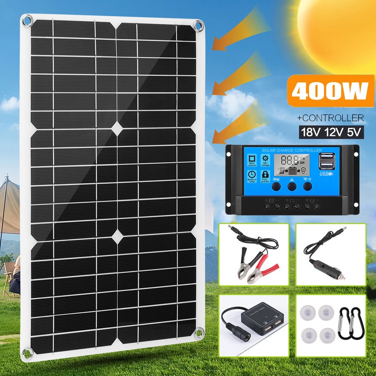 400W セミフレキシブルソーラーパネルキット PWM ソー - Rv Solar Kit 400W のレビューと価格